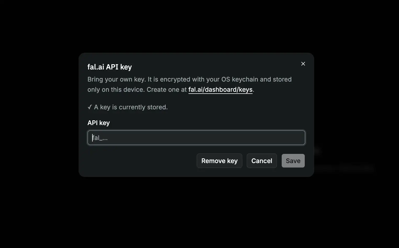 Settings window